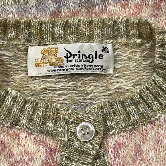 Pringle of Scotland Pastel Striped Cardigan, Wool Cotton, 40 S/M - Picture 3 of 9